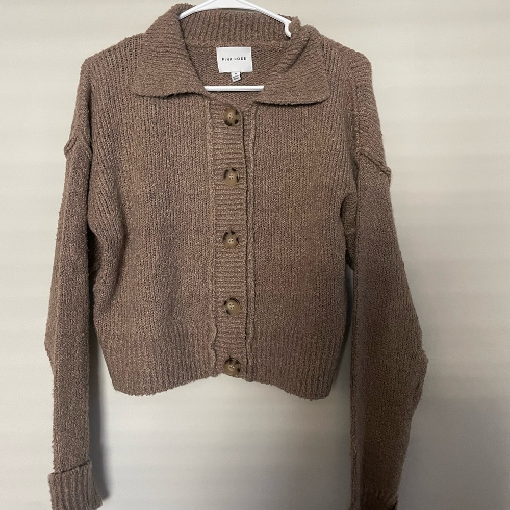 Pink Rose button up sweater/cardigan